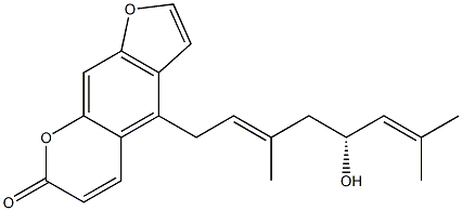 4-[(2E,5R)-5-Hydroxy-3,7-dimethyl-2,6-octadienyl]-7H-furo[3,2-g][1]benzopyran-7-one 구조식 이미지