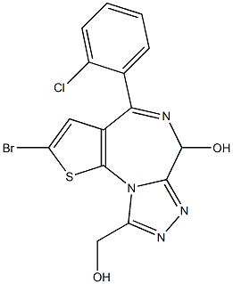 2-Bromo-4-(o-chlorophenyl)-9-(hydroxymethyl)-6H-thieno[3,2-f][1,2,4]triazolo[4,3-a][1,4]diazepin-6-ol 구조식 이미지