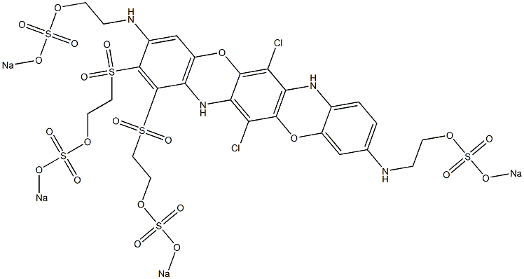 6,13-Dichloro-3,10-bis[2-(sodiooxysulfonyloxy)ethylamino]-1,2-bis[2-(sodiooxysulfonyloxy)ethylsulfonyl]-5,12-dioxa-7,14-diazapentacene Structure