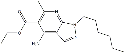 1-Hexyl-4-amino-6-methyl-1H-pyrazolo[3,4-b]pyridine-5-carboxylic acid ethyl ester Structure