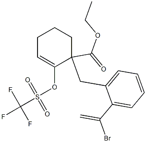 1-[2-(1-Bromoethenyl)benzyl]-2-(trifluoromethylsulfonyloxy)-2-cyclohexene-1-carboxylic acid ethyl ester 구조식 이미지