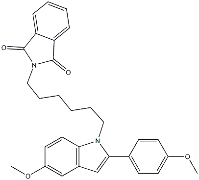 N-[6-[5-Methoxy-2-(4-methoxyphenyl)-1H-indol-1-yl]hexyl]phthalimide 구조식 이미지