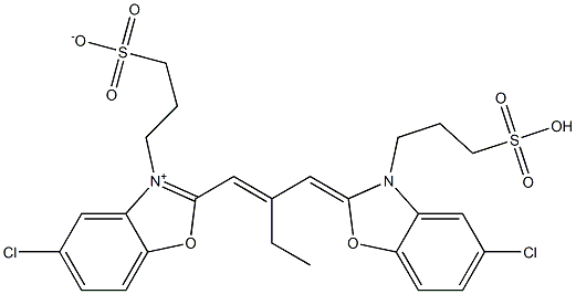 2-[2-Ethyl-3-[2,3-dihydro-3-(3-sulfopropyl)-5-chlorobenzoxazole-2-ylidene]-1-propenyl]-3-(3-sulfonatopropyl)-5-chlorobenzoxazole-3-ium 구조식 이미지