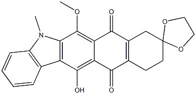 9,9-Ethylenedioxy-13-hydroxy-6-methoxy-5-methyl-8,9,10,11-tetrahydro-5H-naphtho[2,3-b]carbazole-7,12-dione 구조식 이미지