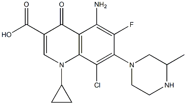 5-Amino-8-chloro-1-cyclopropyl-6-fluoro-1,4-dihydro-4-oxo-7-(3-methyl-1-piperazinyl)quinoline-3-carboxylic acid Structure