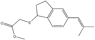 [[2,3-Dihydro-5-(2-methyl-1-propenyl)-1H-inden]-1-ylthio]acetic acid methyl ester Structure