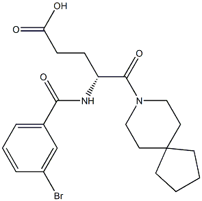 (R)-4-(3-Bromobenzoylamino)-5-oxo-5-(8-azaspiro[4.5]decan-8-yl)valeric acid 구조식 이미지