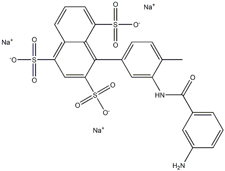 4-[4-Methyl-3-[(3-aminophenyl)carbonylamino]phenyl]-1,3,5-naphthalenetrisulfonic acid trisodium salt 구조식 이미지