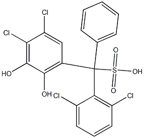 (2,6-Dichlorophenyl)(3,4-dichloro-5,6-dihydroxyphenyl)phenylmethanesulfonic acid 구조식 이미지