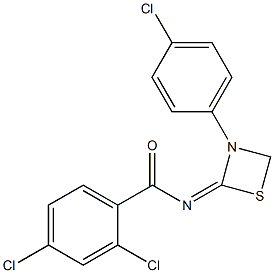N-[3-(4-Chlorophenyl)-1,3-thiazetidin-2-ylidene]-2,4-dichlorobenzamide 구조식 이미지