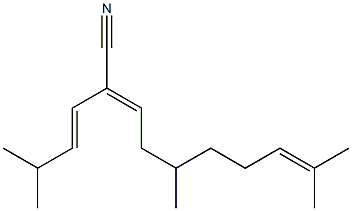 5,9-Dimethyl-2-[(E)-3-methyl-1-butenyl]-2,8-decadienenitrile Structure