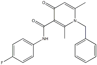 1-Benzyl-1,4-dihydro-2,6-dimethyl-N-(4-fluorophenyl)-4-oxopyridine-3-carboxamide Structure