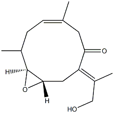 (1S,4E,10S)-8-[(E)-1-(Hydroxymethyl)ethylidene]-2,5-dimethyl-11-oxabicyclo[8.1.0]undec-4-en-7-one Structure