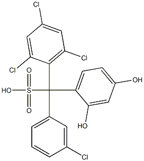 (3-Chlorophenyl)(2,4,6-trichlorophenyl)(2,4-dihydroxyphenyl)methanesulfonic acid 구조식 이미지