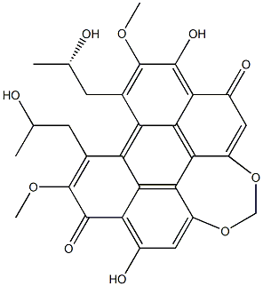 6,12-Dihydroxy-7,10-dimethoxy-8,9-bis[(S)-2-hydroxypropyl]perylo[1,12-def]-1,3-dioxepin-5,11-dione 구조식 이미지