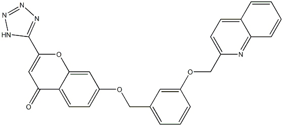7-[3-[(2-Quinolinyl)methoxy]benzyloxy]-2-(1H-tetrazol-5-yl)-4H-1-benzopyran-4-one Structure