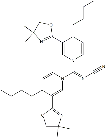 1,1'-(Cyanoiminomethylene)bis[4-butyl-3-(4,4-dimethyl-2-oxazolin-2-yl)-1,4-dihydropyridine] Structure