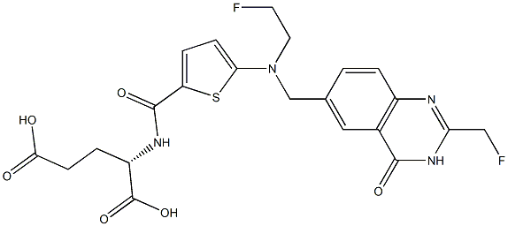 (2S)-2-[5-[N-(2-Fluoroethyl)-N-[[(3,4-dihydro-2-fluoromethyl-4-oxoquinazolin)-6-yl]methyl]amino]-2-thienylcarbonylamino]glutaric acid Structure