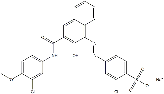 2-Chloro-5-methyl-4-[[3-[[(3-chloro-4-methoxyphenyl)amino]carbonyl]-2-hydroxy-1-naphtyl]azo]benzenesulfonic acid sodium salt Structure