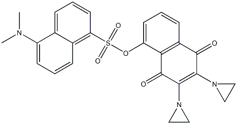 2,3-Bis(1-aziridinyl)-5-[5-dimethylamino-1-naphthalenylsulfonyloxy]-1,4-naphthoquinone Structure