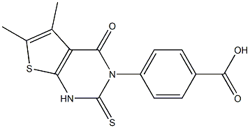 4-[(1,2,3,4-Tetrahydro-5,6-dimethyl-4-oxo-2-thioxothieno[2,3-d]pyrimidin)-3-yl]benzoic acid 구조식 이미지