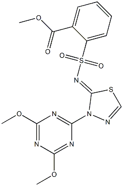 2-[[[3-(4,6-Dimethoxy-1,3,5-triazin-2-yl)-2,3-dihydro-1,3,4-thiadiazol]-2-ylidene]aminosulfonyl]benzoic acid methyl ester Structure