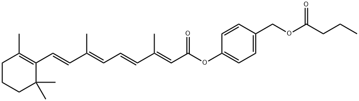 3,7-DIMETHYL-9-(2,6,6-TRIMETHYL-CYCLOHEX-1-ENYL)-NONA-2,4,6,8-TETRAENOIC ACID 4-BUTYRYLOXYMETHYL-PHENYL ESTER Structure