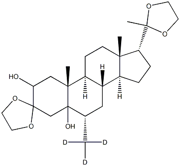 (5,17a)-Dihydroxy-6a-(methyl-d3)-pregnane-3,20-dione-3,20-bis(ethyleneketal) 구조식 이미지