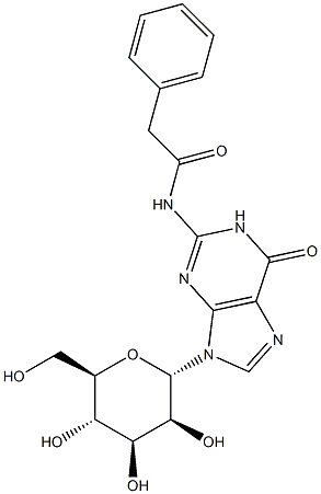 N2-Phenylacetyl-9-(a-D-mannopyranosyl)guanine 구조식 이미지