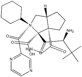 (1S,3aR,6aS)-(2S)-2-Cyclohexyl-N-(2-pyrazinylcarbonyl)glycyl-3-methyl-L-valyloctahydrocyclopenta[c]pyrrole-1-carboxylic acid Structure