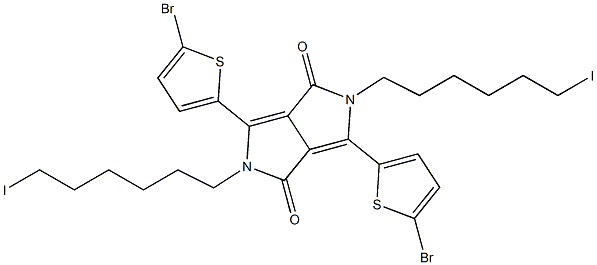 3,6-Bis-(5-bromo-thiophen-2-yl)-2,5-bis-(6-iodo-hexyl)-2,5-dihydro-pyrrolo[3,4-c]pyrrole-1,4-dione Structure