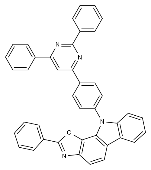 10-(4-(2,6-diphenylpyrimidin-4-yl)phenyl)-2-phenyl-10H-oxazolo[5,4-a]carbazole 구조식 이미지