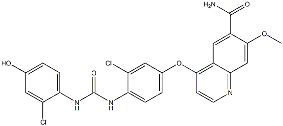 1-(4-(6-carbamoyl-7-methoxyquinolin-4-yloxy)-2-chlorophenyl)-3-(2-chloro-4-hydroxyphenyl)urea 구조식 이미지
