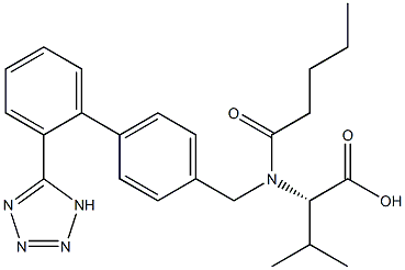 (S) -N- (1- oxopentyl) -N- [4- [2- (1H- tetrazol-5-yl) phenyl] benzyl] -L- valine 구조식 이미지