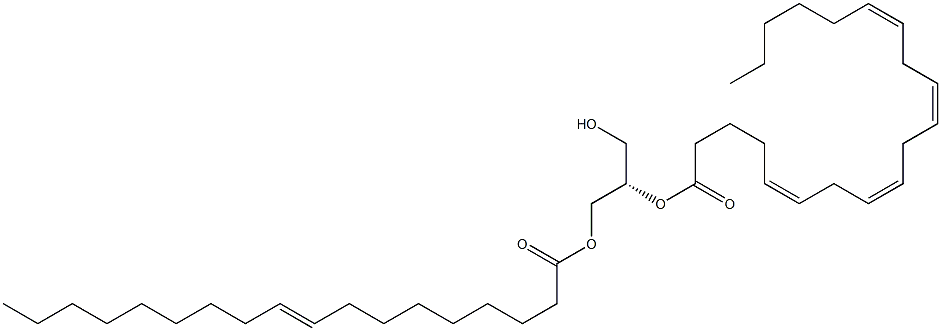 1-(9Z-octadecenoyl)-2-(5Z,8Z,11Z,14Z-eicosatetraenoyl)-sn-glycerol 구조식 이미지