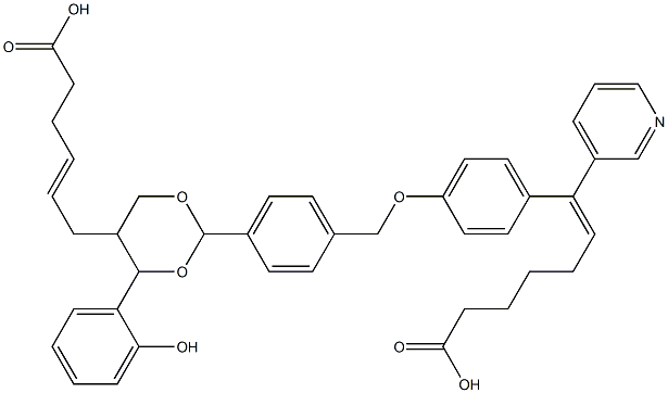 7-(4-((4-(5-(5-carboxypent-2-enyl)-4-(2-hydroxyphenyl)-1,3-dioxan-2-yl)benzyl)oxy)phenyl)-7-(3-pyridyl)hept-6-enoic acid Structure