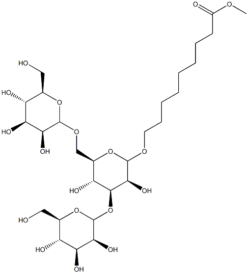 8-(methoxycarbonyl)octyl 3,6-di-O-(mannopyranosyl)-mannopyranoside Structure