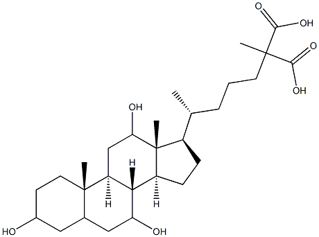 3,7,12-trihydroxy-25-carboxycholestan-26-oic acid 구조식 이미지