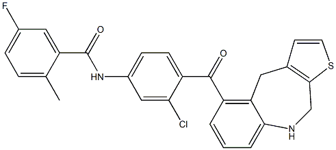 5-(((2-chloro-4-(5-fluoro-2-methylphenyl)carbonylamino)phenyl)carbonyl)-9,10-dihydro-4H-thieno(2,3-c)(1)benzazepine Structure