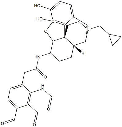 17-(cyclopropylmethyl)-4,5-epoxy-3,4-dihydroxy-6-((phthalaldehydecarboxamido)acetamido)morphinan 구조식 이미지