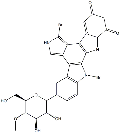 3,9-dibromo-12-(4-O-methylglucopyranosyl)-6,7.12,13-tetrahydroindolo(2,3-a)pyrrolo(3,4-c)carbazole-5,7-dione 구조식 이미지