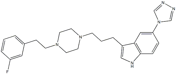1-(3-(5-(1,2,4-triazol-4-yl)-1H-indol-3-yl)propyl)-4-(2-(3-fluorophenyl)ethyl)piperazine Structure