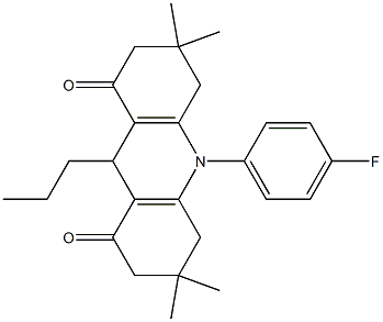 10-(4-fluorophenyl)-3,3,6,6-tetramethyl-9-propyl-3,4,6,7,9,10-hexahydroacridine-1,8(2h,5h)-dione 구조식 이미지