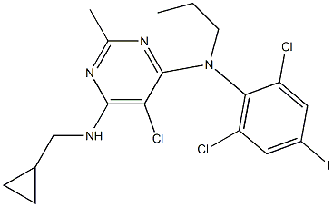 5-chloro-N-cyclopropylmethyl-N-(2,6-dichloro-4-iodophenyl)-2-methyl-N-propylpyrimidine-4,6-diamine Structure