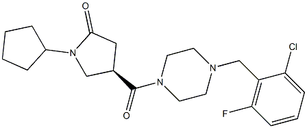 (4R)-4-[4-[(2-chloro-6-fluoro-phenyl)methyl]piperazine-1-carbonyl]-1-cyclopentyl-pyrrolidin-2-one Structure