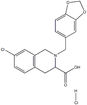 2-benzo[1,3]dioxol-5-ylmethyl-7-chloro-1,2,3,4-tetrahydro-isoquinoline-3-carboxylic acid hydrochloride Structure