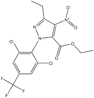 1-[2,6-DICHLORO-4-(TRIFLUOROMETHYL)PHENYL]-3-ETHYL-4-NITRO-1H-PYRAZOLE-5-CARBOXYLICACIDETHYLESTER 구조식 이미지