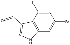 6-BROMO-4-IODOINDAZOLE-3-CARBOXYALDEHYDE 구조식 이미지