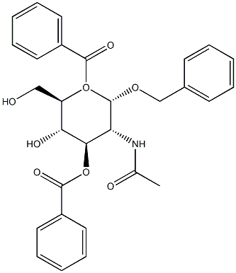 BENZYL 2-ACETAMIDO-3,5-DI-O-BENZOYL-2-DEOXY-ALPHA-D-GLUCOPYRANOSIDE 구조식 이미지