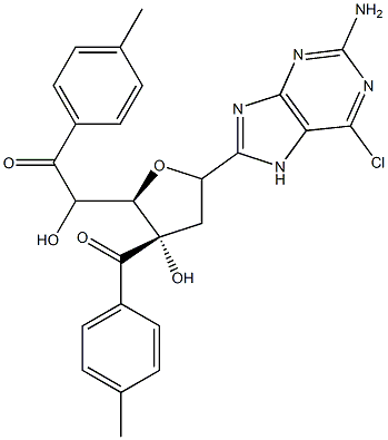 2-AMINO-6-CHLORO-9-(3,5-DI-(P-TOLUOYL)BETA-D-2-DEOXYRIBOFURANOSYL)PURINE 구조식 이미지